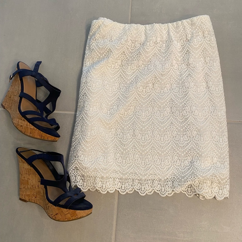 J Crew white lace skirt. New with tags